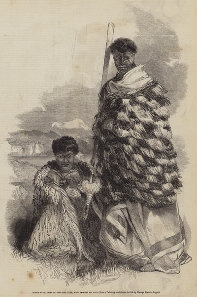 Munga-Kahu, Chief of Roto-Aire Lake, with Ko-Mari his Wife by George French Angas